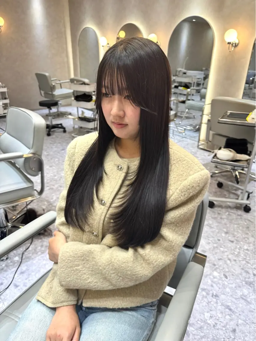 ロング カラー レイヤーカット カット ヘアカラー トリートメント 韓国ヘア🇰🇷/ 顔周り/松田光里のヘアスタイル
