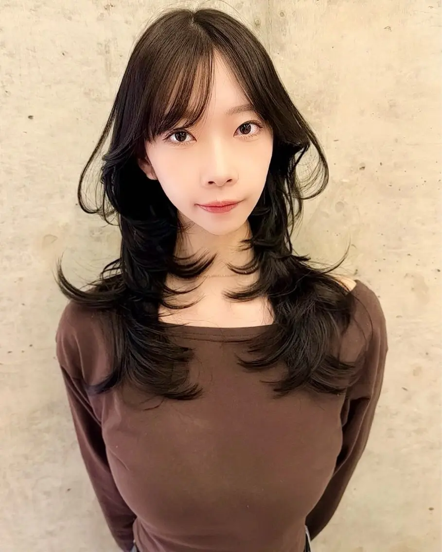 ロング ハッシュカット 韓国風ヘア レイヤーカット kouji メンズバレイヤージュのヘアスタイル