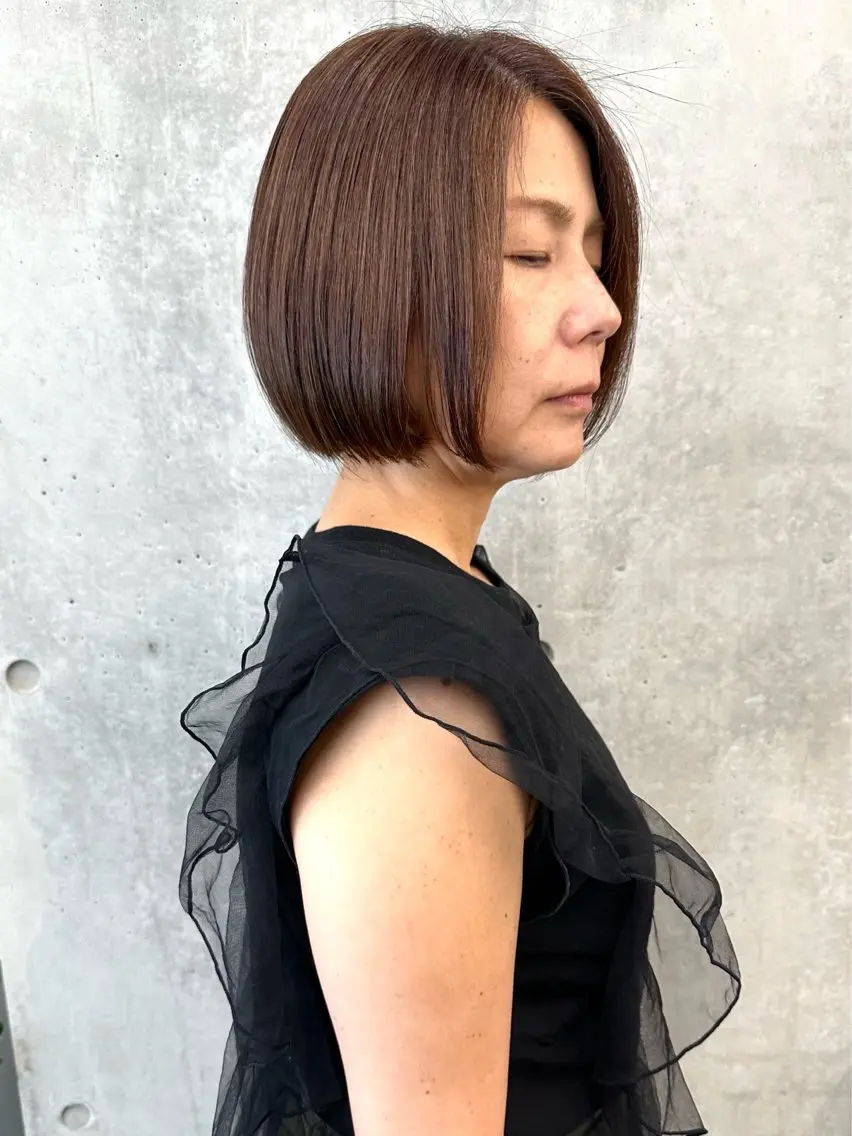 ミディアム カラー ボブ カット ヘッドスパ ボブ/ゆるふわ ボブパーマ/とういのヘアスタイル