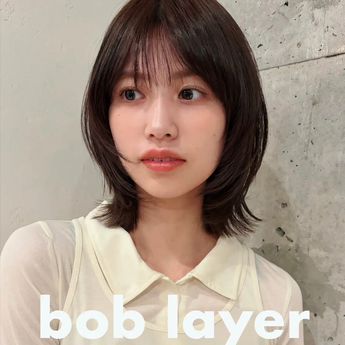 ミディアム カラー ボブレイヤー ミディアムレイヤー ボブ レイヤーカット カット ヘアカラー ボブ/レイヤー/ニュ アンスパーマ/小夏のヘアスタイル