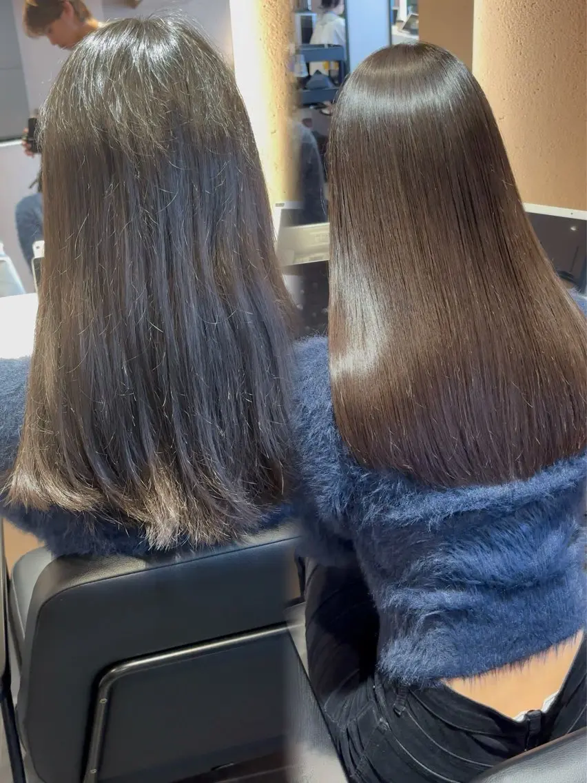 ミディアム 縮毛矯正 ✨艶髪縮毛矯正 ×ぱつっとボブきり✨のヘアスタイル