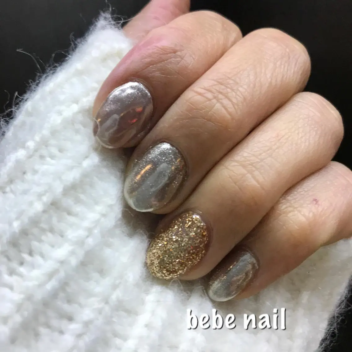 ネイル ジェルネイル ラメ(グリッター) ミラーネイル パラジェル 冬ネイル Ann nailのネイルデザイン