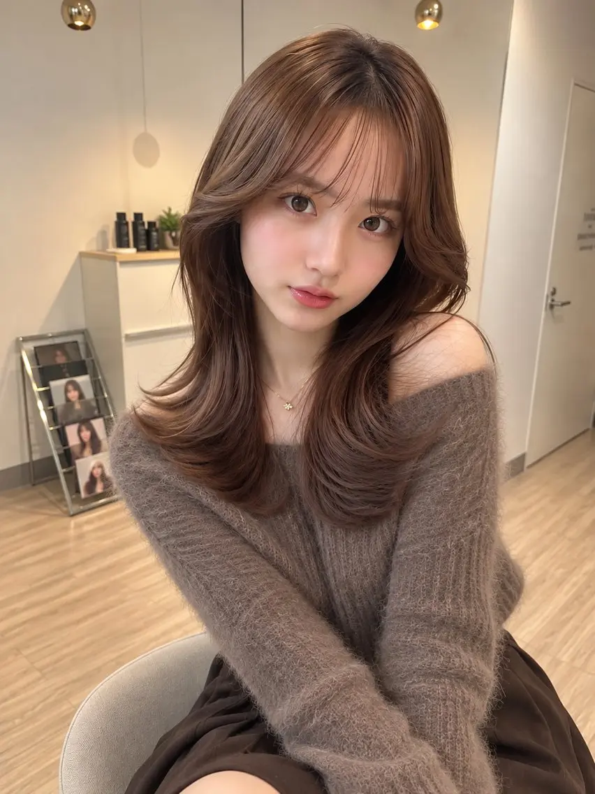 セミロング カラー レイヤーカット カット ヘアカラー トリートメント 髪質改善🤍艶髪/ 銀座/Makoのヘアスタイル