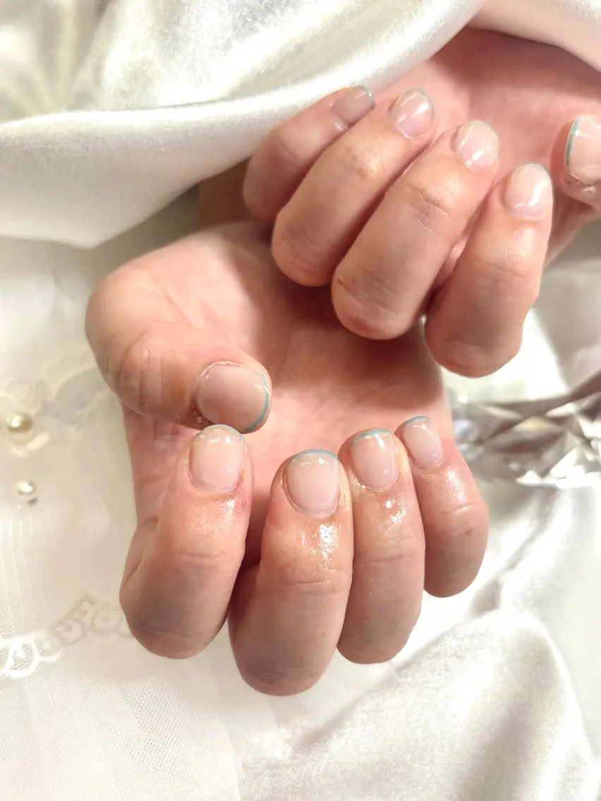 ネイル ブルー フレンチネイル ハンドネイル santebelle meruのネイルデザイン