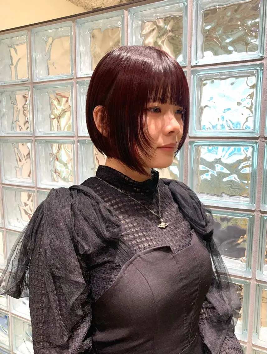 ショート 前下がりボブ ボブ カット ヘアカラー トリートメント nol栄 AYURIのヘアスタイル