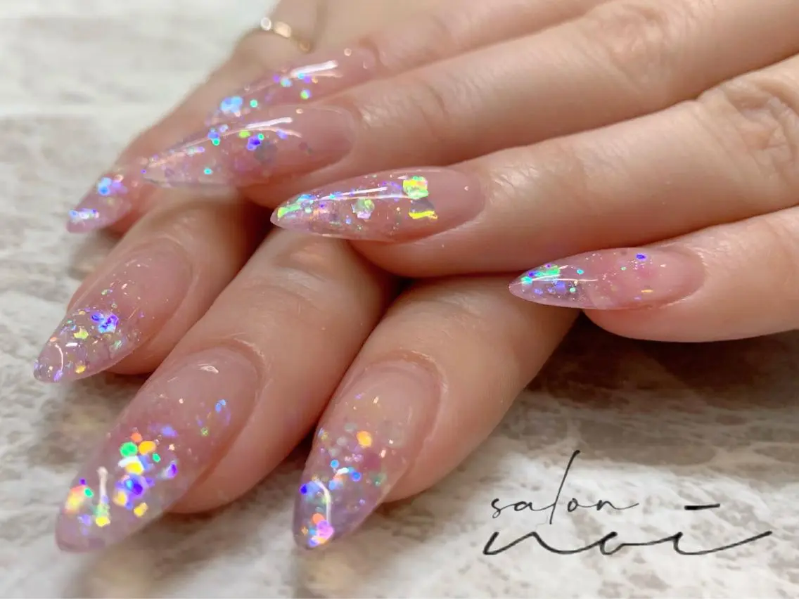 ネイル グラデーション ラメ(グリッター) ラメグラデーション スカルプネイル salon noiのネイルデザイン