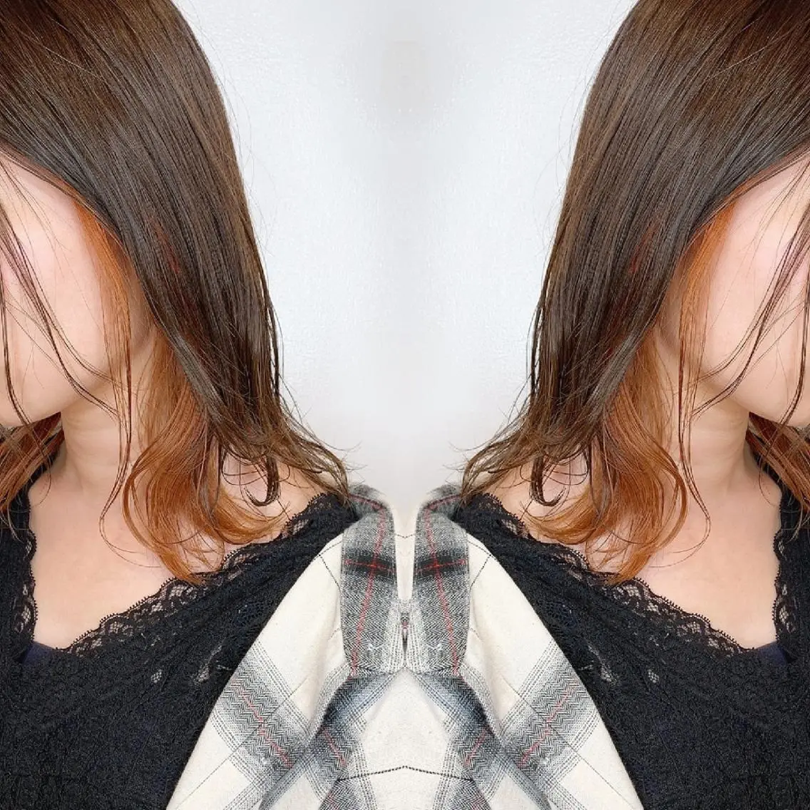 セミロング カラー ヘアアレンジ インナーカラー カット ヘアカラー トリートメント 竹内啓太 ボブのヘアスタイル
