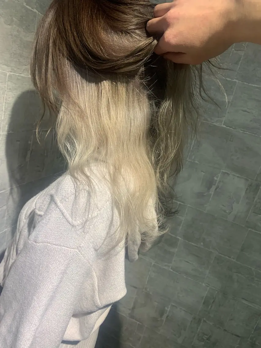 セミロング セミロングパーマ ボブ 顔まわりレイヤー 顔周りカット ハイライト メンズスタイル バレイヤージュ　齋藤のヘアスタイル
