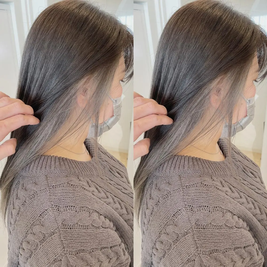 ロング カラー グレージュ 佐々木 裕一のヘアスタイル