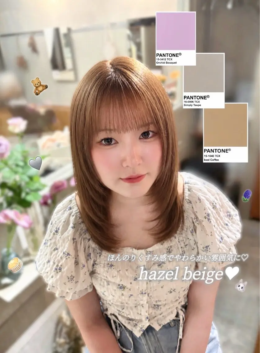 ミディアム カラー ブリーチ ケアブリーチ 透明感カラー ヘアカラー トリートメント ゆうひ🎀艶カラー/ ヘアメ/チョコカラーのヘアスタイル