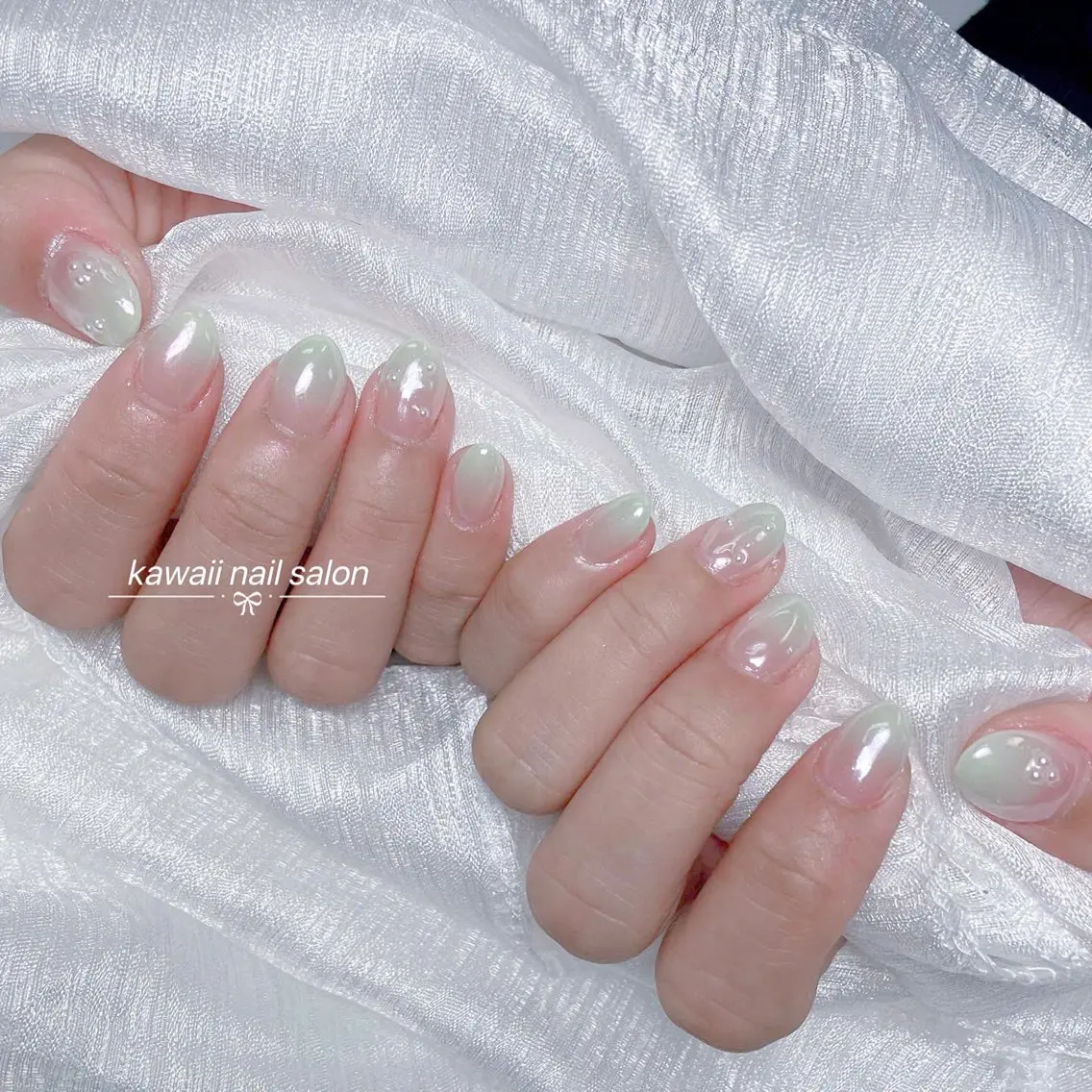 ネイル ドット フレンチネイル 韓国ネイル マグネットネイル オフィスネイル Kawaii Nail Salonのネイルデザイン