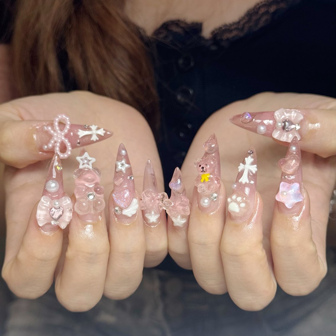 ネイル 韓国ネイル ロングネイル シンプルネイル スーパーロングネイル Luci Nail Shinokuboのネイルデザイン