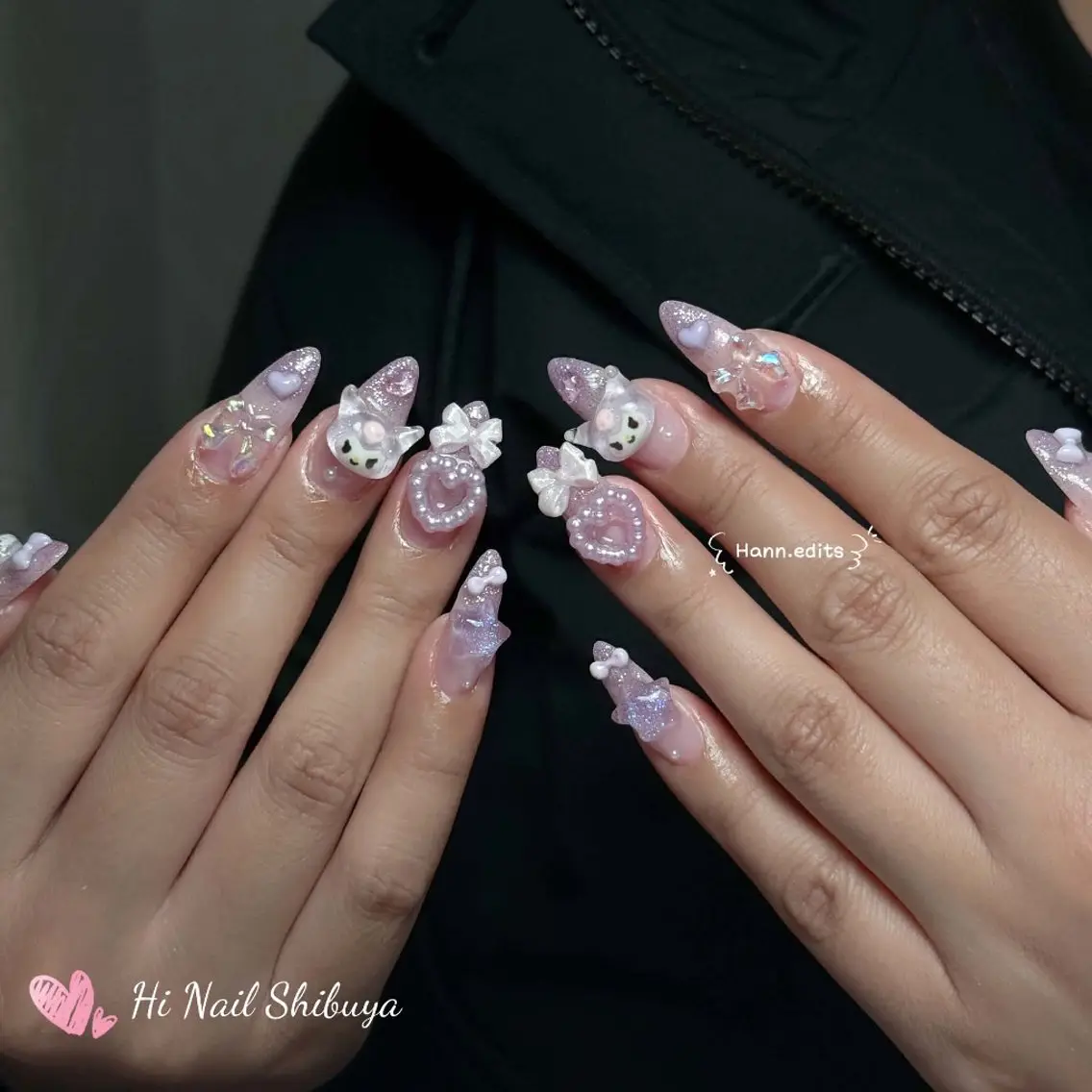 ネイル 長さ出し キラキラネイル ロングネイル 持ち込み シンプルネイル Hi Nail Salonのネイルデザイン