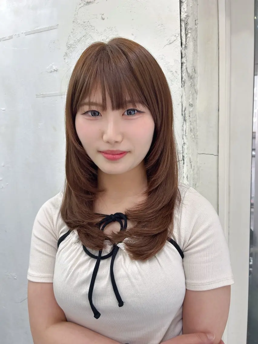 ミディアム カラー シールエクステ エクステ ハイレイヤー レイヤーカット カット エクステ ヘアセット レイヤー/エクステ alpha下妻のヘアスタイル