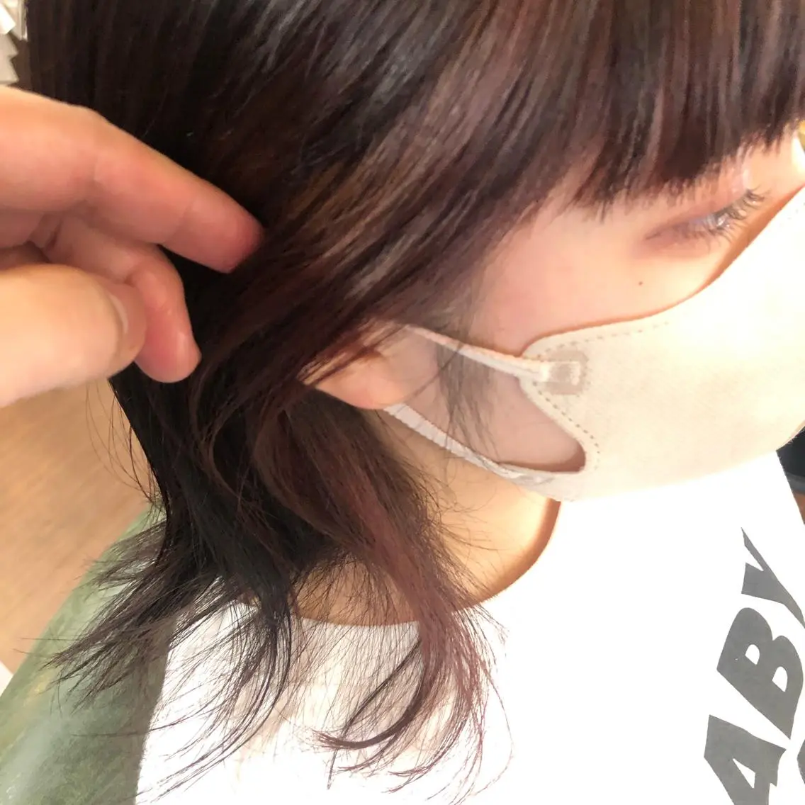 ミディアム ミストバング ハイライト カット ヘアカラー トリートメント Glanz hair 坂牛匠のヘアスタイル