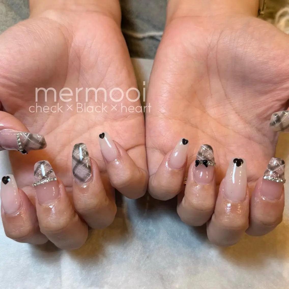 ネイル ハート 韓国ネイル リボン mermooi nailのネイルデザイン