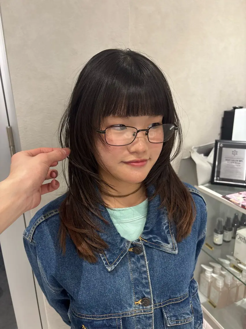 セミロング ハッシュカット ハイレイヤー 韓国風ヘア レイヤーカット カット Yuta✂︎ 韓国レイヤー🪽のヘアスタイル