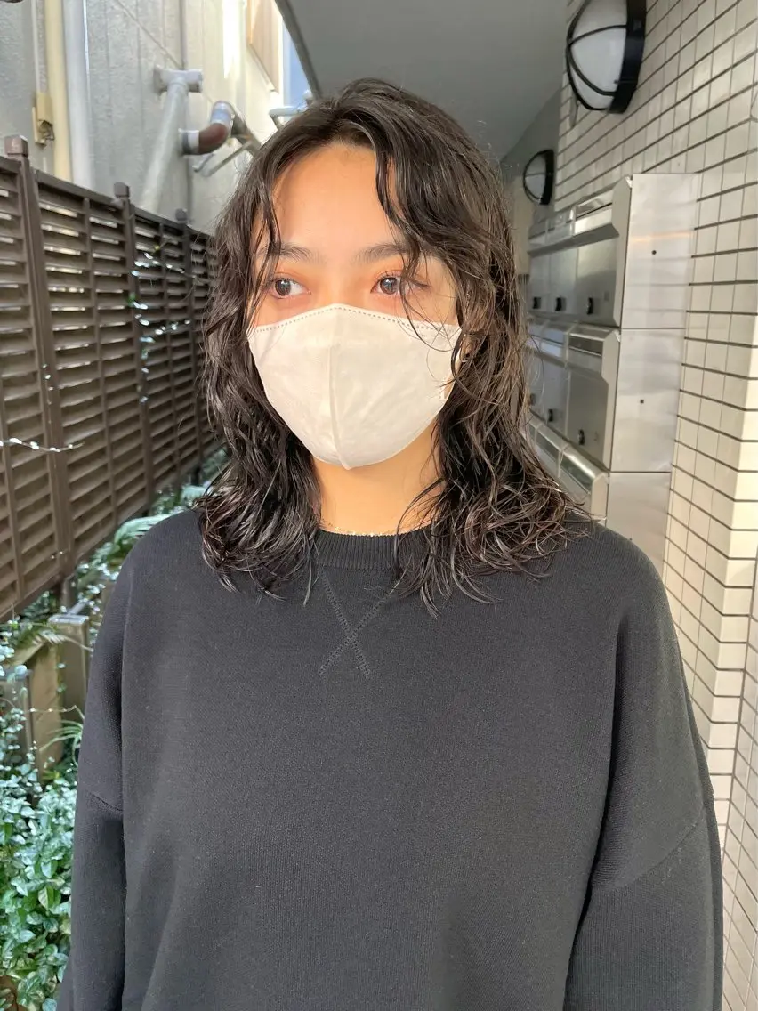 ミディアム パーマ 髪質改善 縮毛矯正/ レイヤー/銀座/本木のヘアスタイル