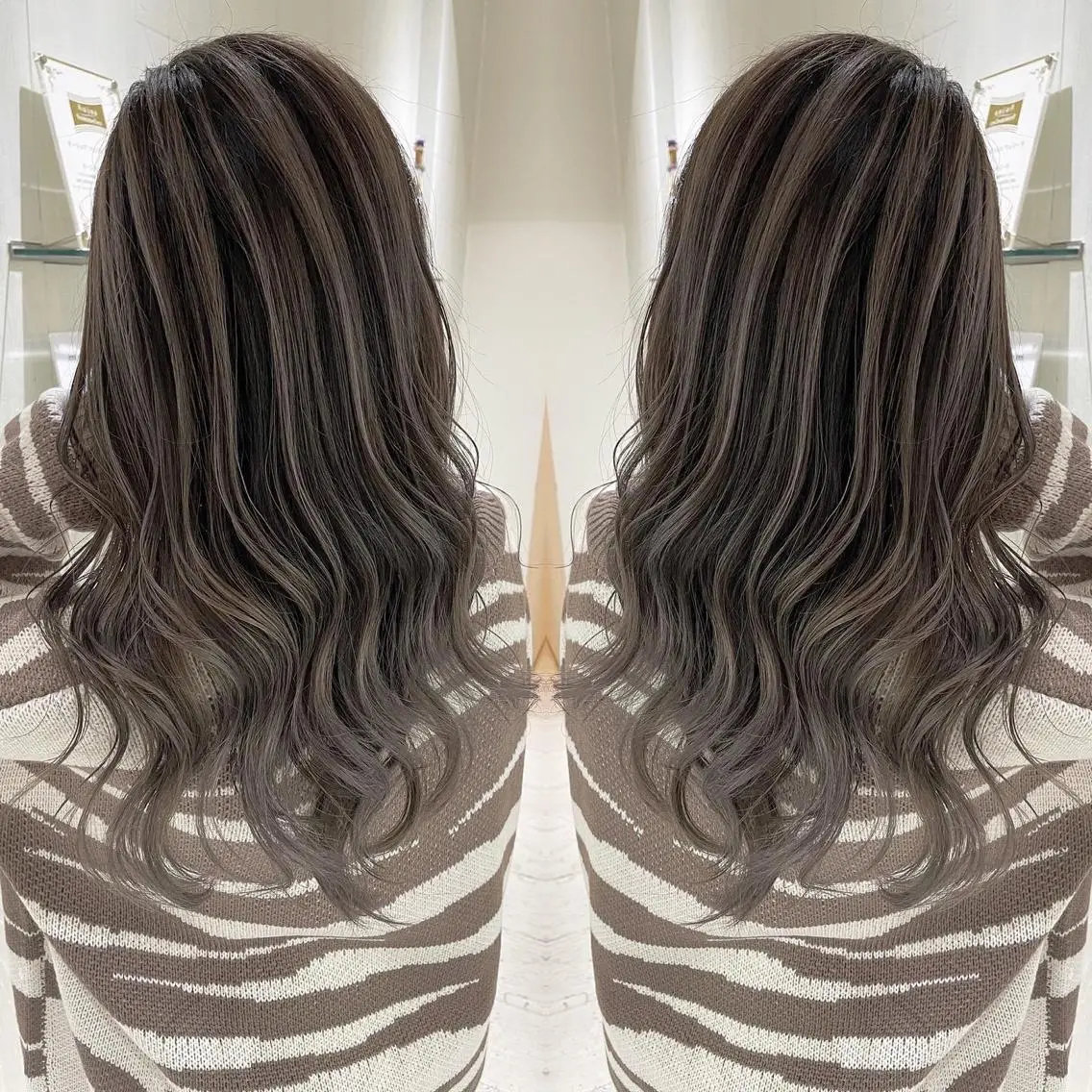ロング カラー アッシュ バレイヤージュ グレージュ 外国人風カラー レイヤーカット ヘアカラー トリートメント 河合秀明/ショート /ボブ/レイヤーのヘアスタイル