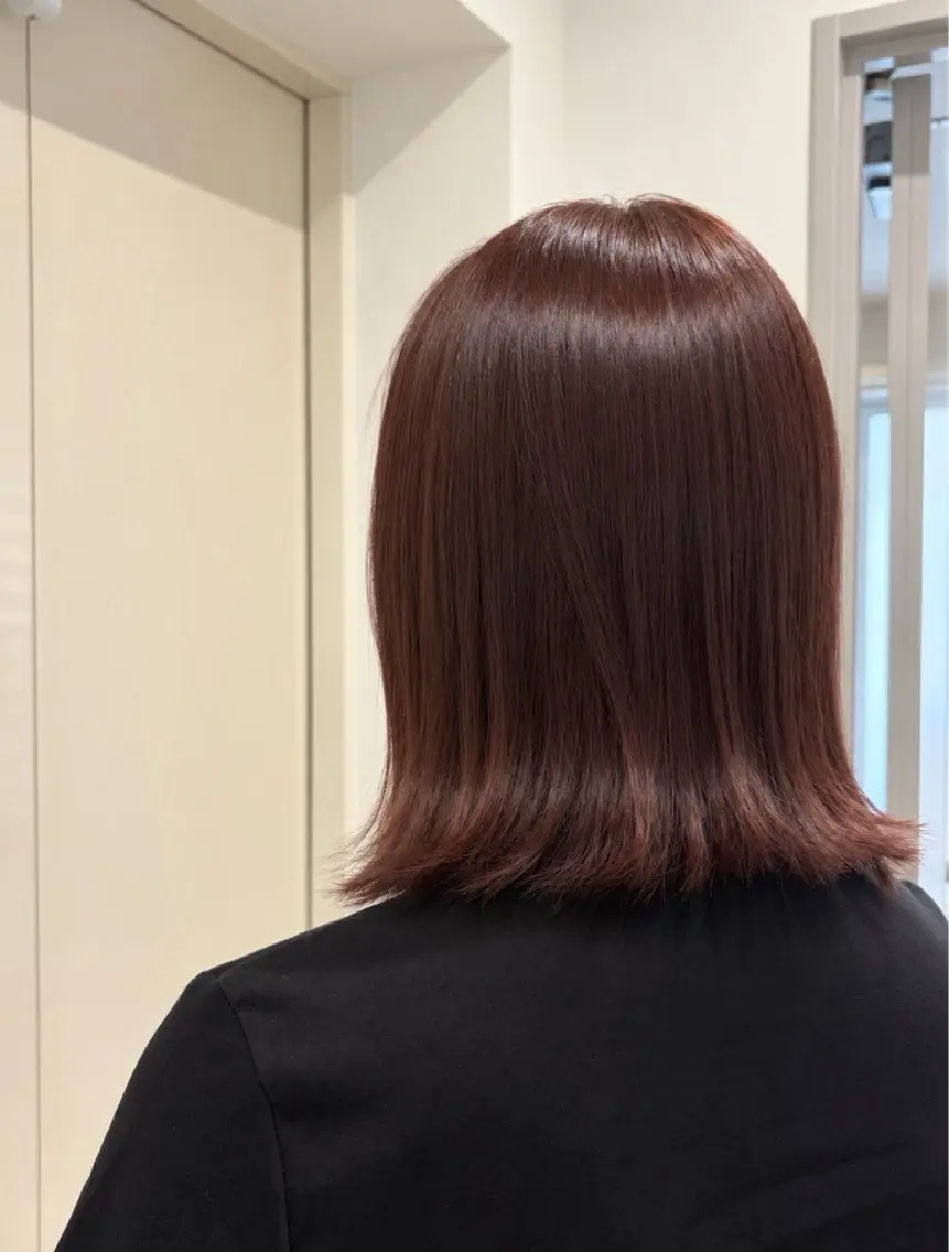 ミディアム カラー ブリーチ ブリーチなしカラー レッドカラー ヘアカラー Haruna /透明感カラーのヘアスタイル
