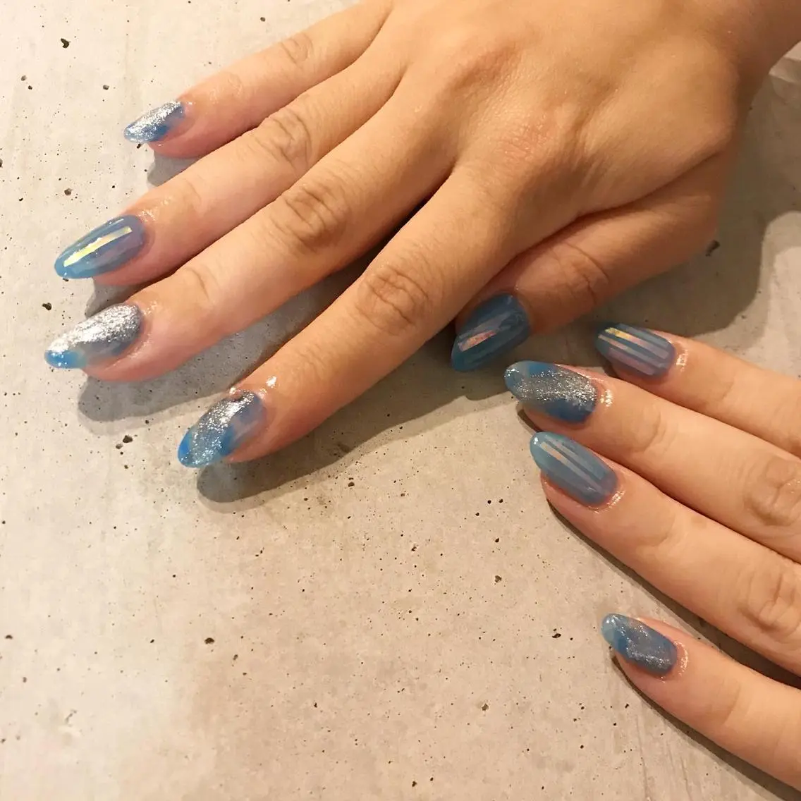 ネイル アートネイル ブルー クリアネイル マグネットネイル ニュアンスネイル Kimura Yukoのネイルデザイン