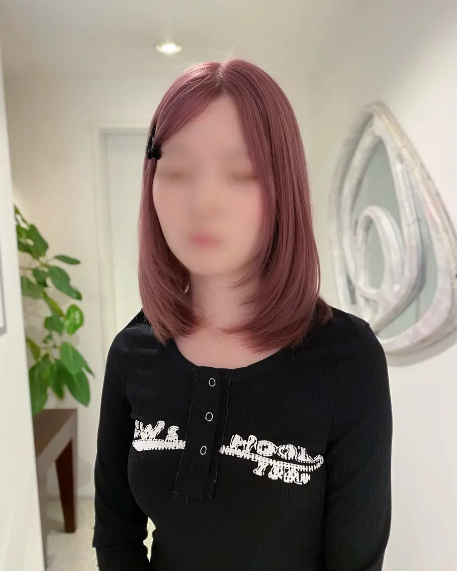 ミディアム カラー ボブレイヤー ピンクカラー ボブ レイヤーカット カット ヘアカラー アオイ🩵レイヤー /柔らかカラーのヘアスタイル