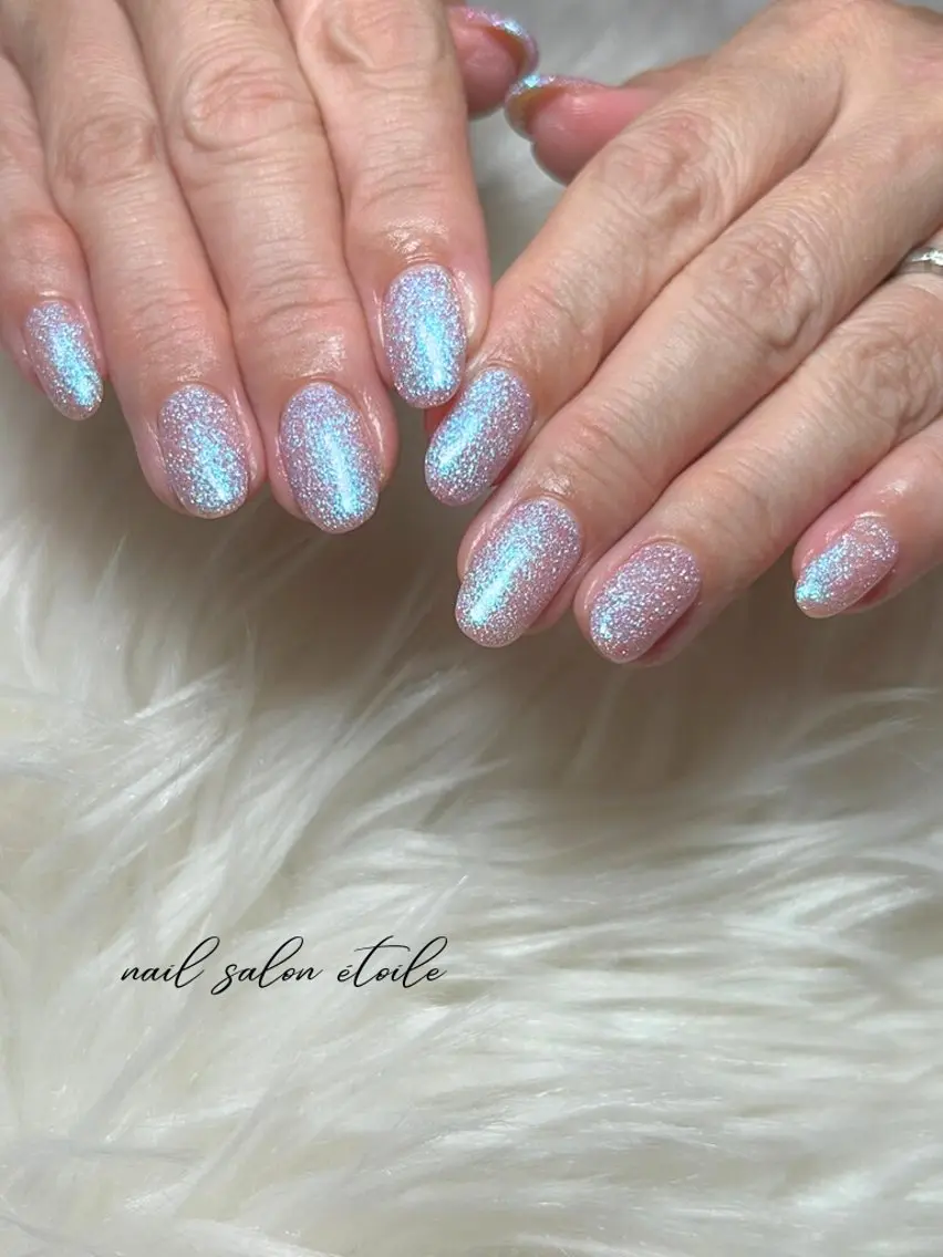 ネイル フラッシュネイル キラキラネイル ラメ(グリッター) ワンカラーネイル ピンク ハンドネイル nail salon étoileのネイルデザイン