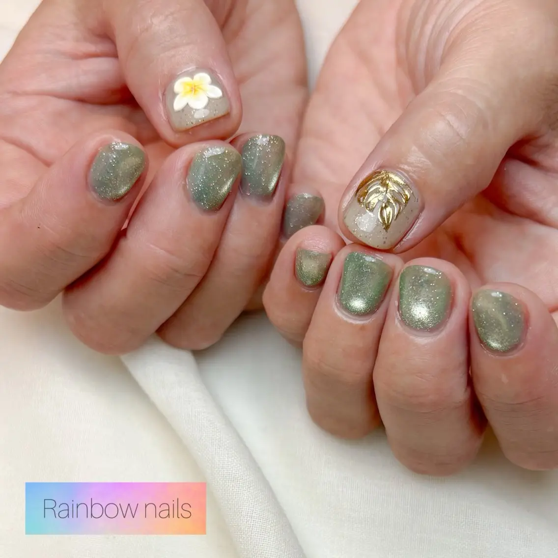 ネイル ハンドネイル Rainbow nailsくろちゃんのネイルデザイン