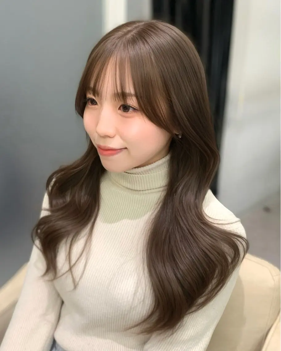 ロング カット ヘアカラー トリートメント 🎀韓国風顔周り× 透明感/梅田/アリサのヘアスタイル