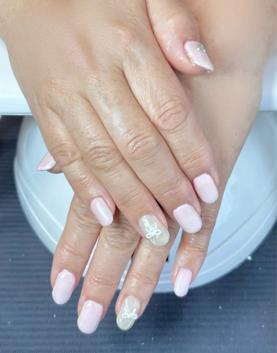 ネイル ピンク リボン Lino nailのネイルデザイン
