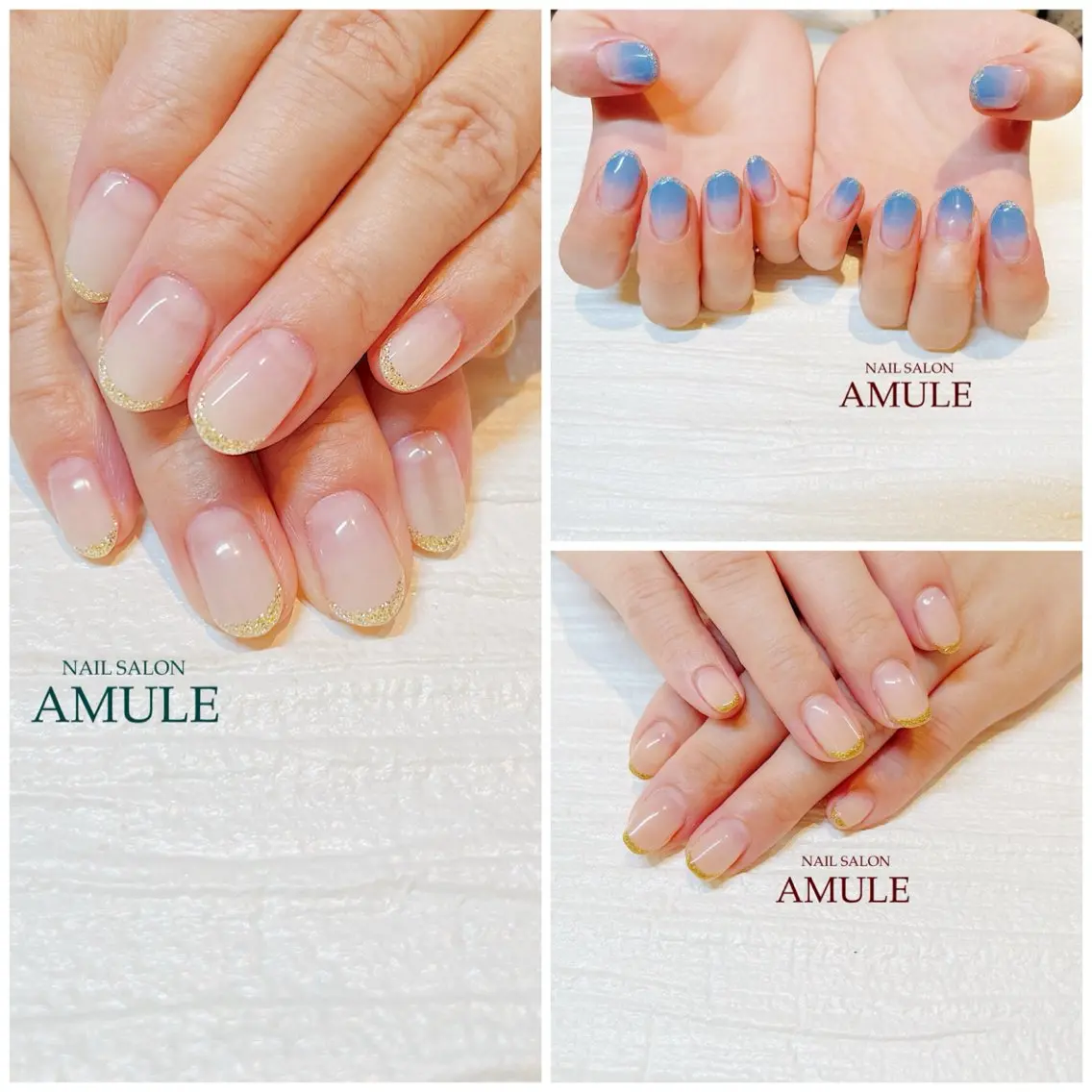 ネイル フレンチネイル グラデーション ラメ(グリッター) NAILSALON AMULEのネイルデザイン