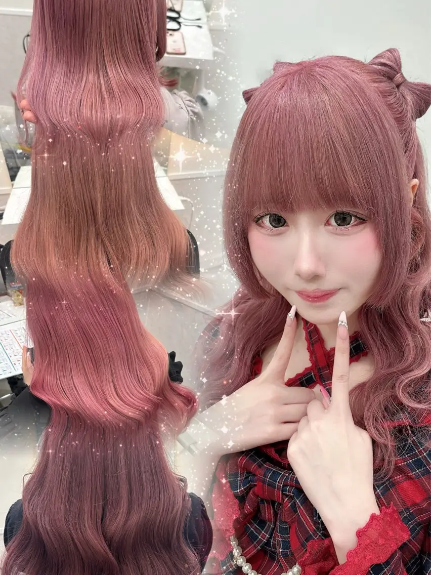 ロング カット ヘアカラー トリートメント 💎のぼりゆい/大須 ブリーチなしWカラーのヘアスタイル