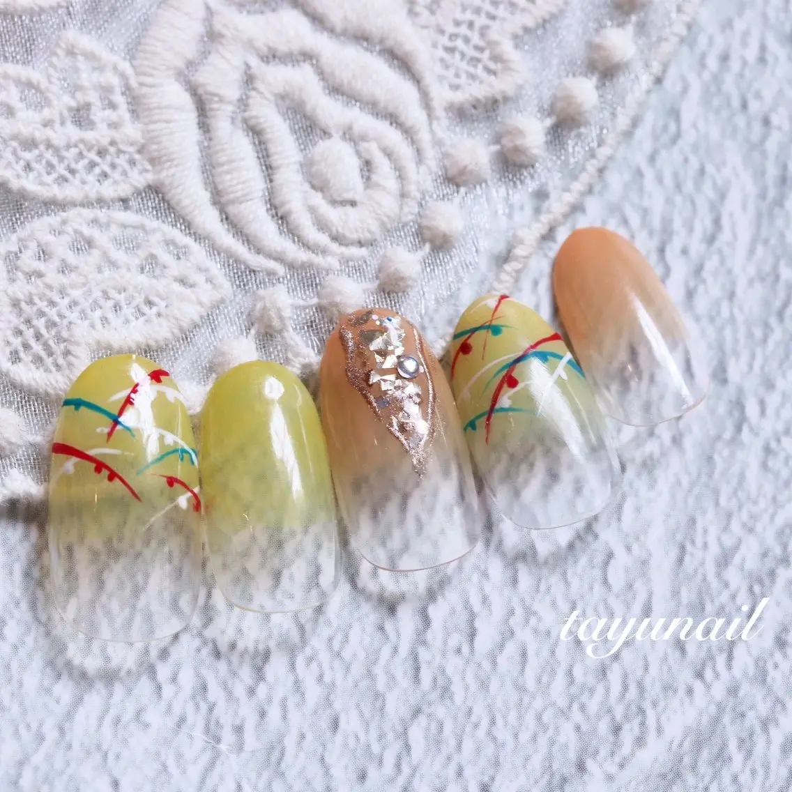 ネイル アートネイル フレンチネイル ジェルネイル ラメ(グリッター) ラメグラデーション ハンドネイル ネイルサロン 【たゆnail】のネイルデザイン