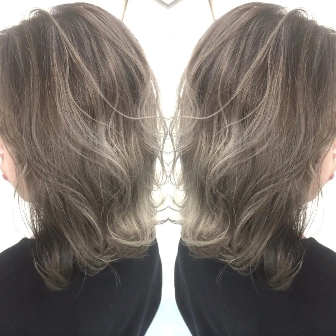 ミディアム カラー バレイヤージュ ベージュカラー レイヤーカット 井上 一平のヘアスタイル