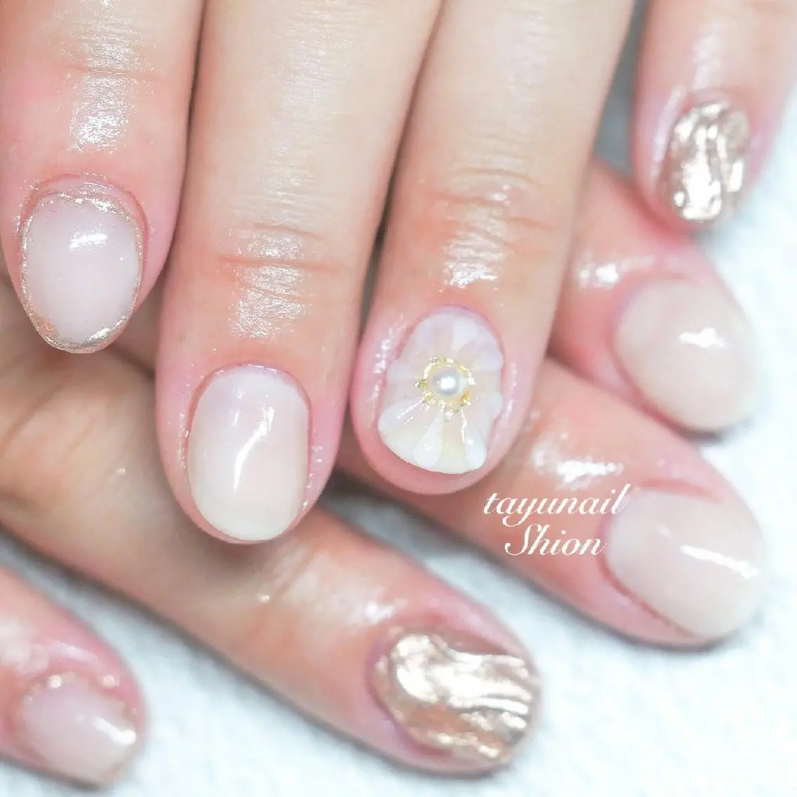 ネイル ブルー クリアネイル フラワーネイル ジェルネイル パラジェル ネイルサロン 【たゆnail】のネイルデザイン