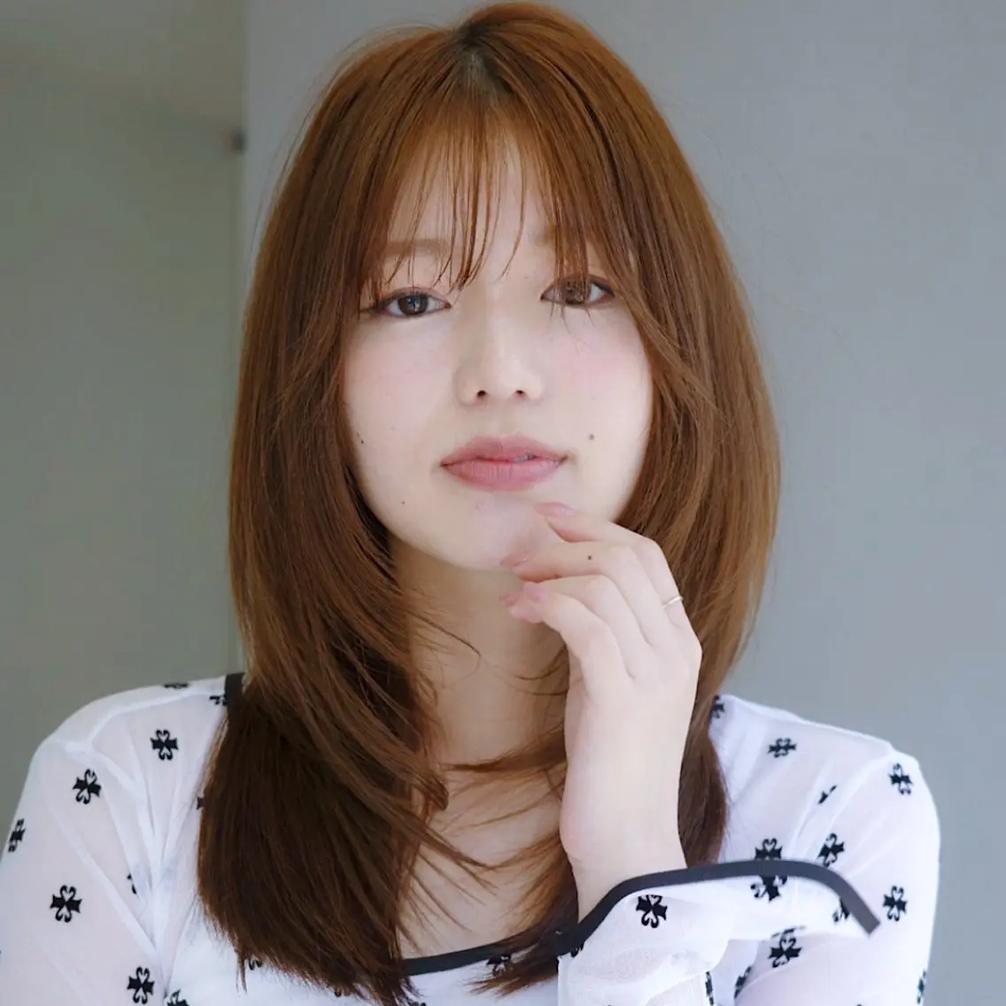 セミロング カラー カット ヘアカラー トリートメント 心斎橋韓国ボブ 好原良真のヘアスタイル