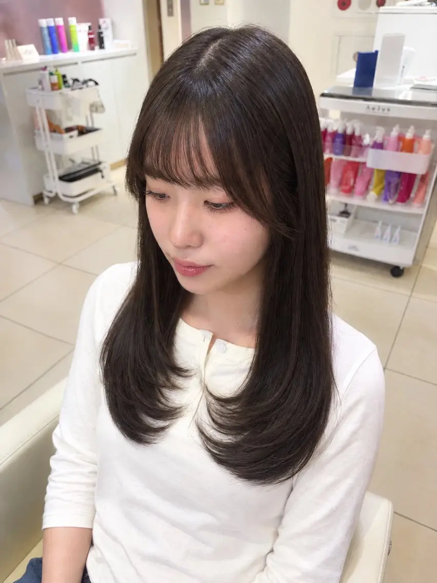 ロング レイヤーカット シースルーバング カット ヘアカラー トリートメント レイヤー/顔周り/艶 カラー❤︎koimiのヘアスタイル