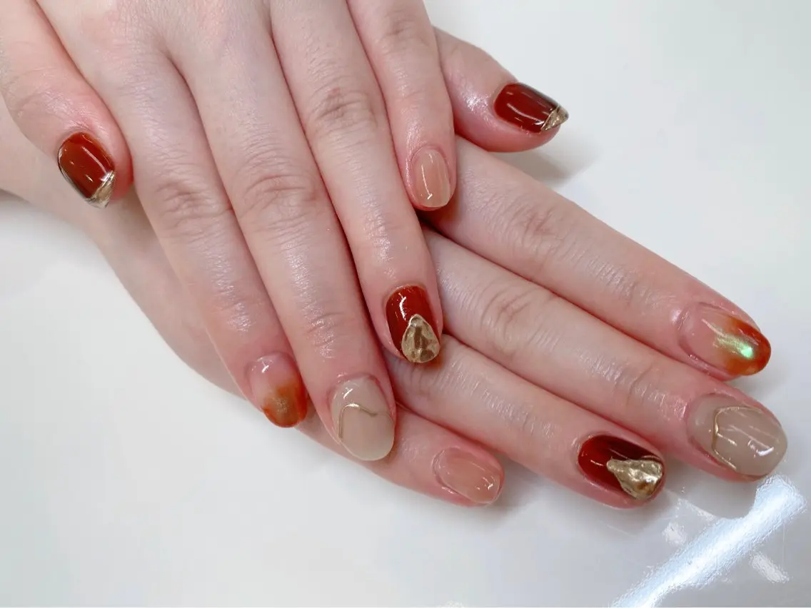 ネイル 長さ出し ジェルネイル キラキラネイル 大理石ネイル(マーブル) ニュアンスネイル Morpho nailのネイルデザイン