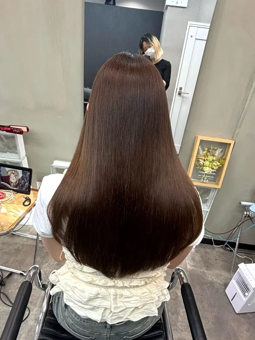 ミディアム 縮毛矯正 トリートメント 髪質改善ストレート/ ブリーチ／渋谷　福田のヘアスタイル