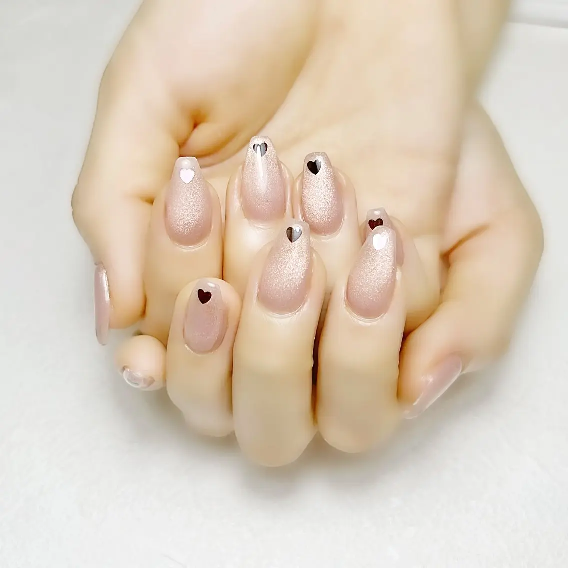 ネイル ハート オフィスネイル ワンカラーネイル ピンク シンプルネイル rouse nail RISATOのネイルデザイン