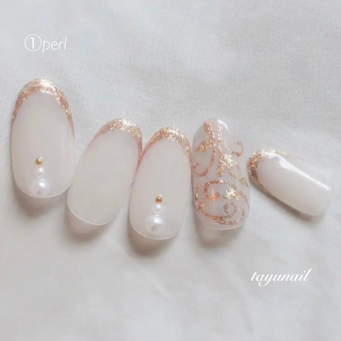 ネイル アートネイル ブルー フレンチネイル ジェルネイル ゴールド ネイルサロン 【たゆnail】のネイルデザイン