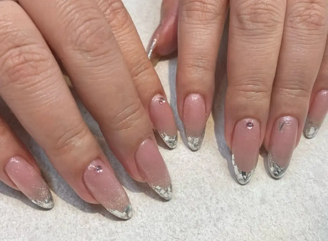 ネイル フレンチネイル ガラスフレンチ 春ネイル COCO Nail 光が丘駅近のネイルデザイン