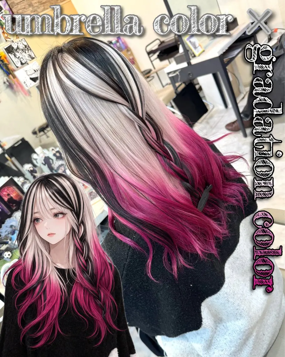 ロング カラー デザインカラー グラデーションカラー ハイトーンカラー ヘアカラー 派手髪/ハイトーン/ エクステ✨ユウキのヘアスタイル