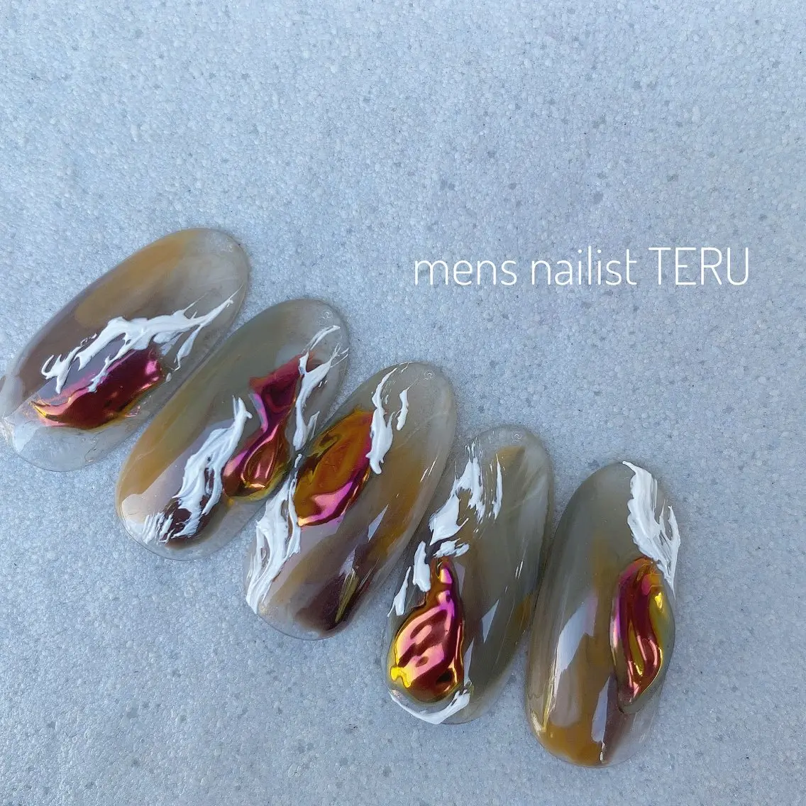 ネイル ブラウン メンズネイル ニュアンスネイル ハンドネイル nailsalon ETERNALのネイルデザイン