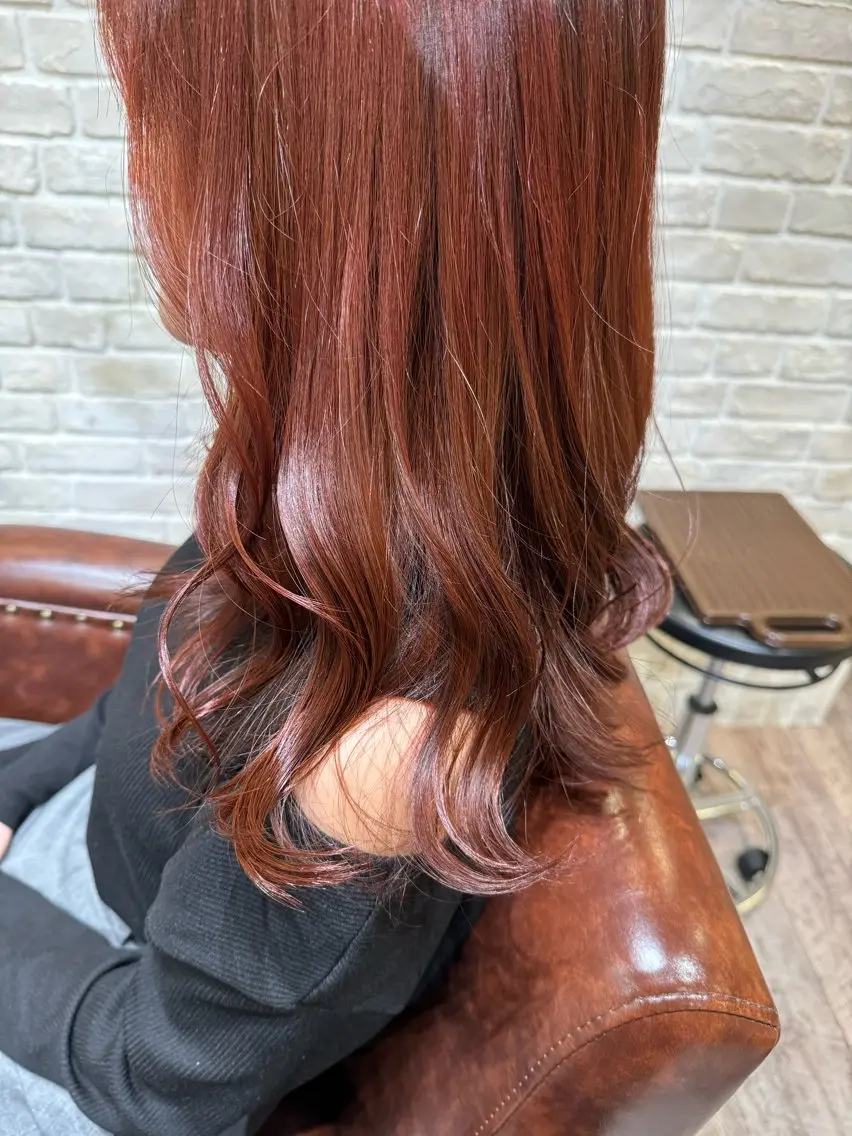 ロング カラー ブラウンカラー レッドカラー レッドブラウン 野口 菜緒のヘアスタイル