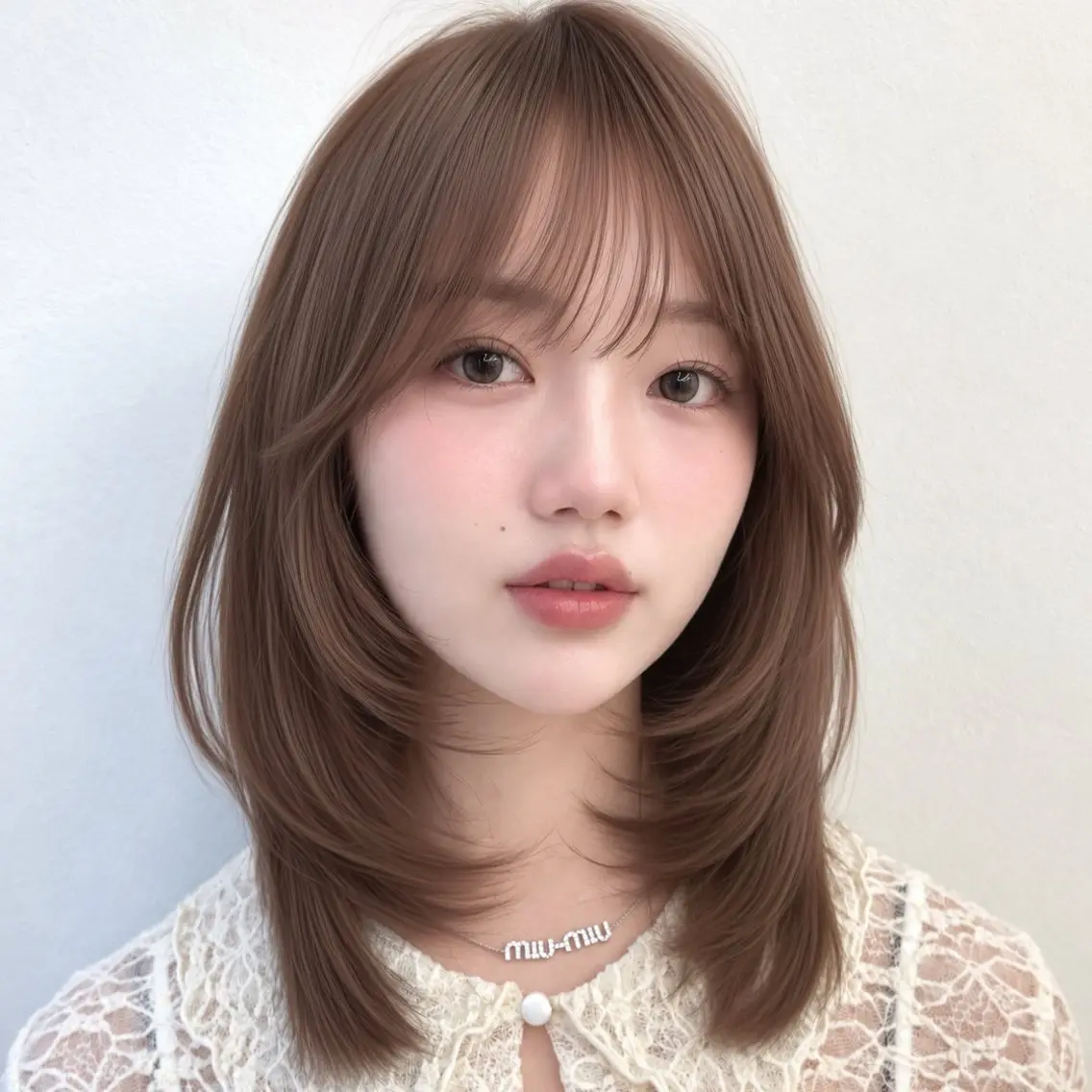 ミディアム カット ヘアカラー 泉 舞香のヘアスタイル