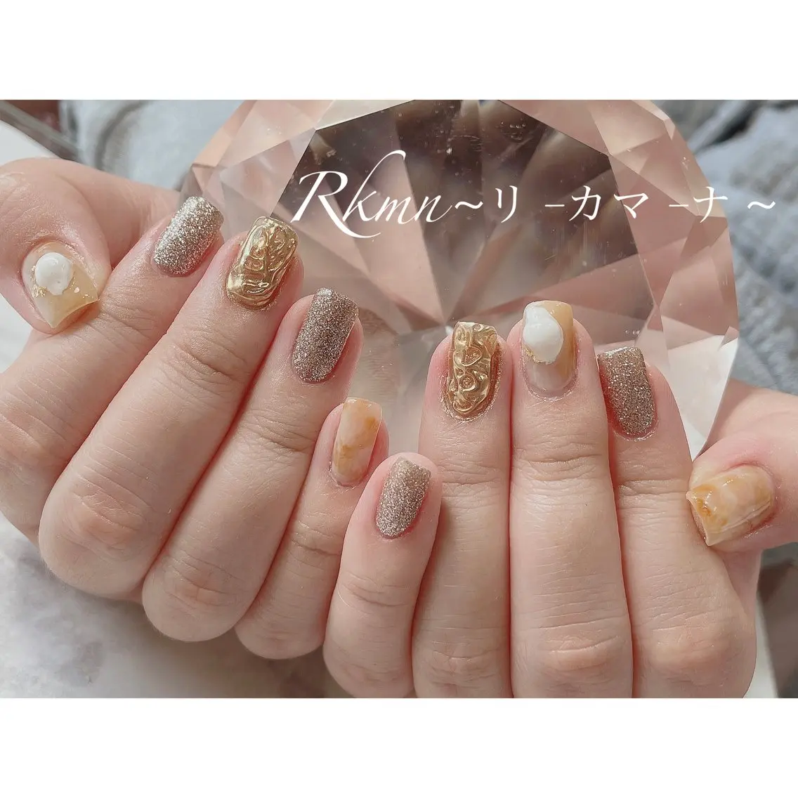ネイル アートネイル ミラーネイル ニュアンスネイル 春ネイル ハンドネイル フットネイル ハンドケア Rkmn ~リ-カマ-ナ~のネイルデザイン