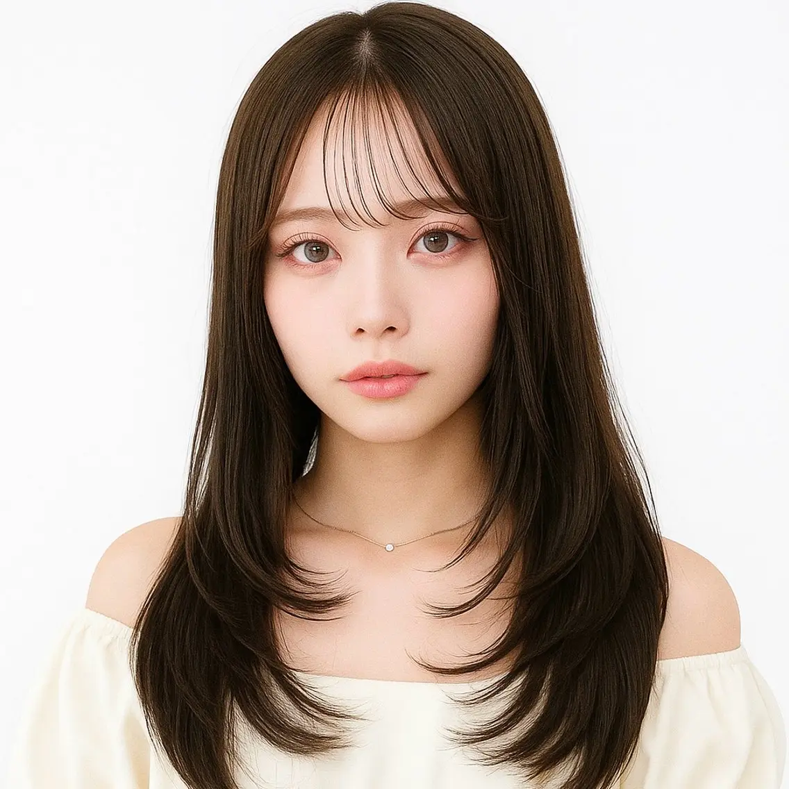 ロング カラー パーマ 顔まわりレイヤー 韓国風ヘア レイヤーカット 似合わせカット 小顔カット KAKKY/ショート レイヤー/千種/池下のヘアスタイル
