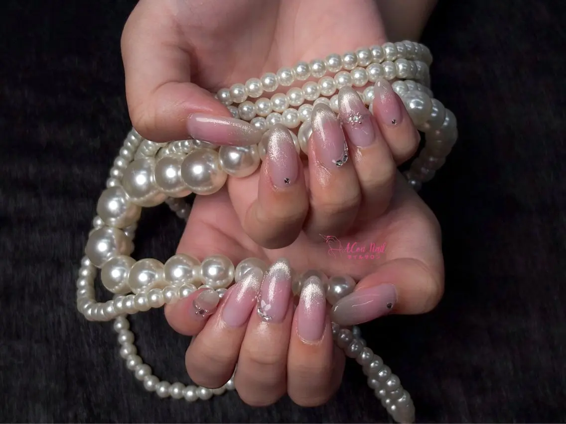 ネイル 桜ネイル 長さ出し フラワーネイル フレンチネイル ジェルネイル ハンドネイル ACon NailSalonのネイルデザイン