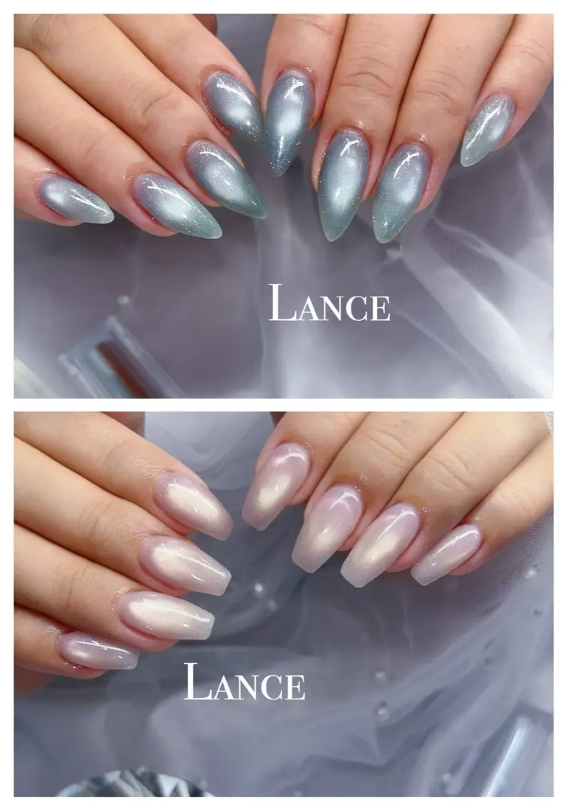 ネイル オーロラネイル ドット フットネイル 氷ネイル・うるうるネイル キラキラネイル ハンドネイル Lance nailのネイルデザイン